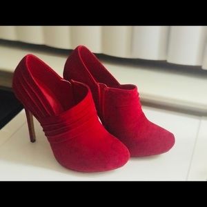 Red Booties. Also in black. 4.5 inch heels. New